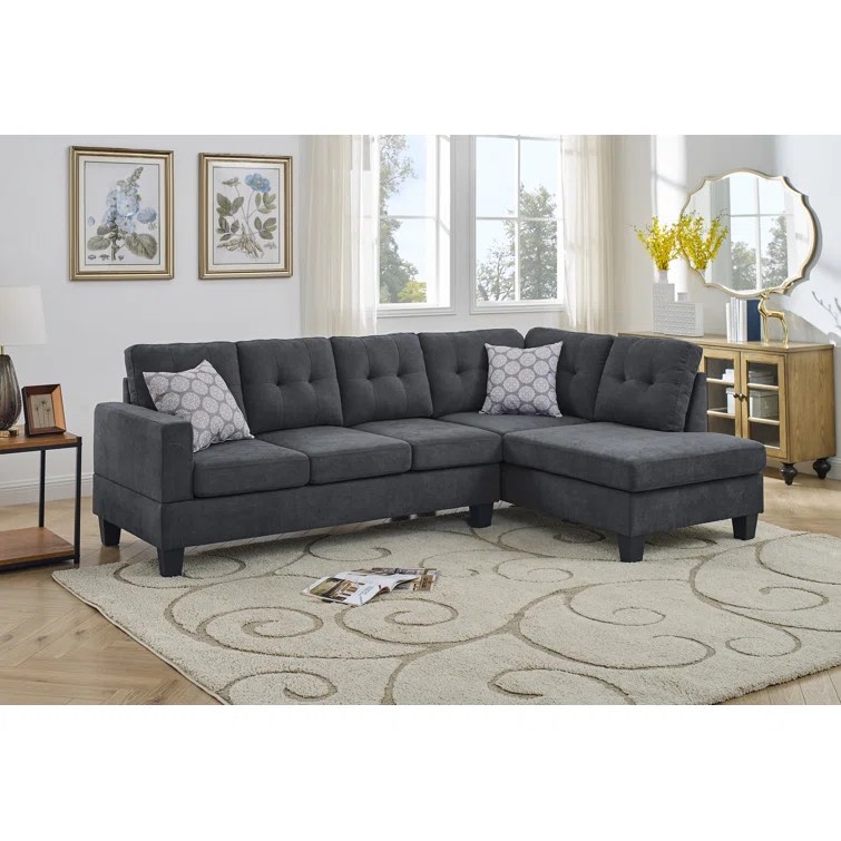 Adryel 98" Wide Microfiber/Microsuede Right Hand Facing Sofa & Chaise (incomplete 1 box only)