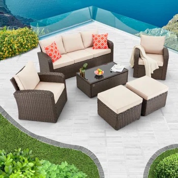6 Piece Sofa Seating Group with Cushions (incomplete 1 box only)