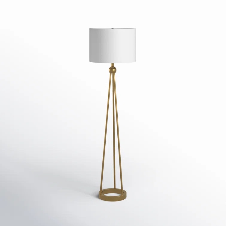 Sonder 60" Iron Tripod Floor Lamp with Linen Drum Shade, Gold