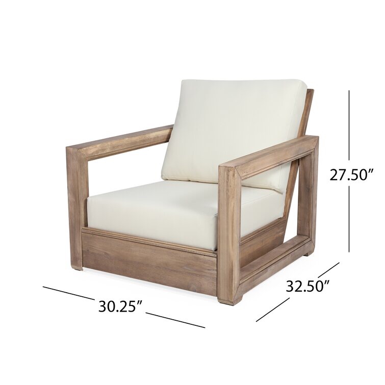 Donnie Acacia Outdoor Lounge Chair with Cushions