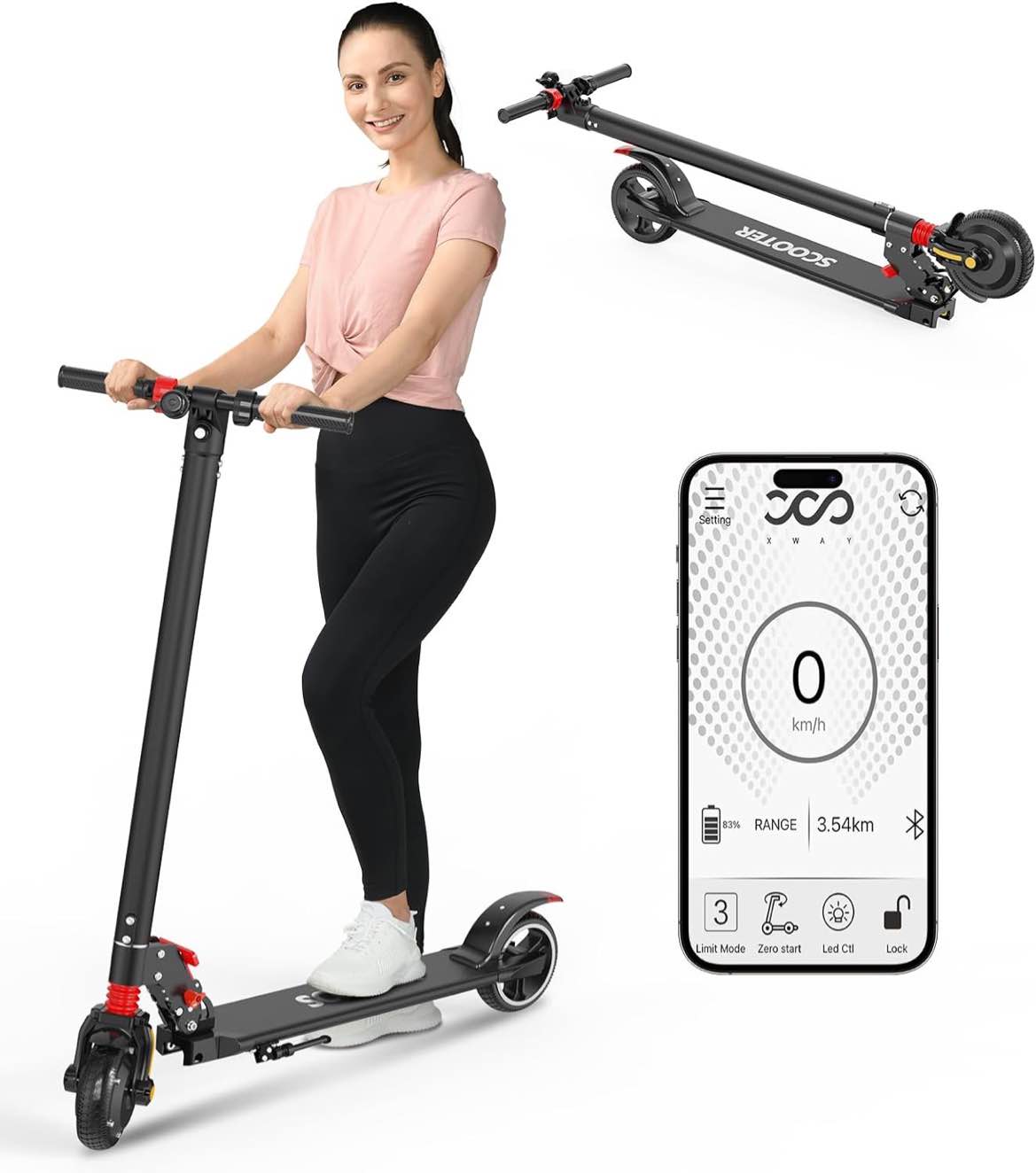 Electric Kick Scooter, Max 15MPH Power by 250W Motor,8Miles Range, Commuting E-Scooter, 6.5" Solid Tire,Foldable Scooter 