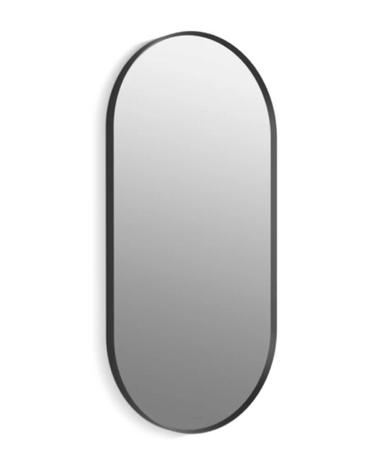 Oval Flat Framed Wall Mounted Bathroom Mirror 61” x 91” BLACK, 003GXZJ