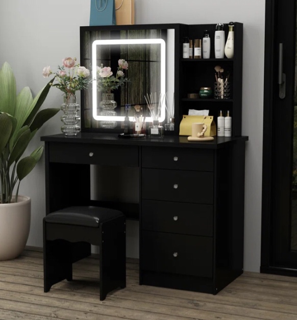 Awilda 53.5'' H X 39.4'' W X 19.7'' D Vanity Set with Stool and Mirror