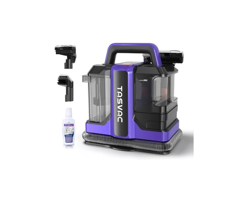TASVAC Portable Carpet & Upholstery Cleaner Machine, Spot and Stain Deep Cleaner with Two Brushes & Remover Formula for Pets,Stairs,Couch Area Rugs,Upholstery,Car Seat, C7-Purple