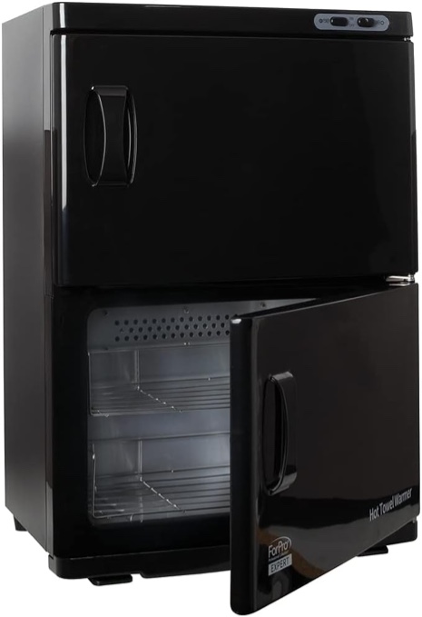 ForPro Expert Double Hot Towel Warmer, 46L Extra Large Capacity, Holds 48 Towels, Rust Resistant Towel Heater with Stainless Steel Racks, 25.5” H x 17.75” W x 11” D, Black