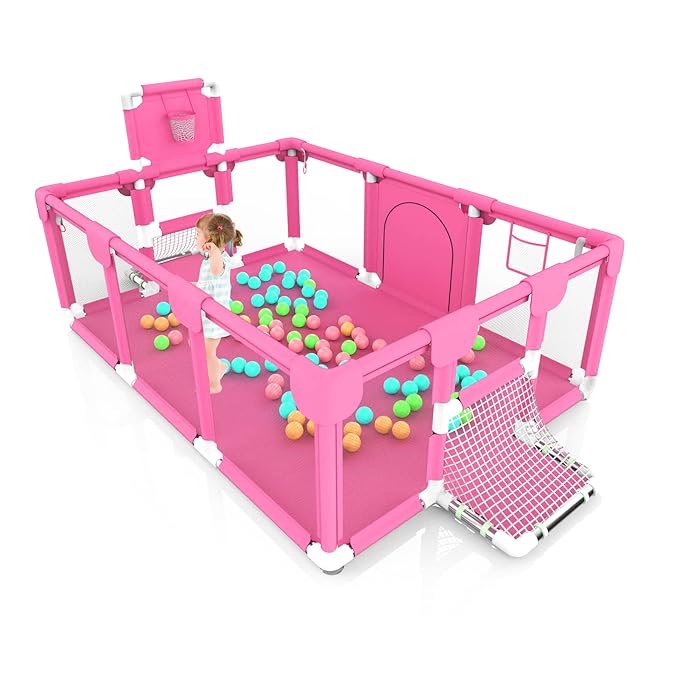 Baby playpen, Kids Baby Ball Pit, Playpen for Babies,Indoor & Outdoor Playpen for Babies and Toddlers, Infant Safety Gates with Breath