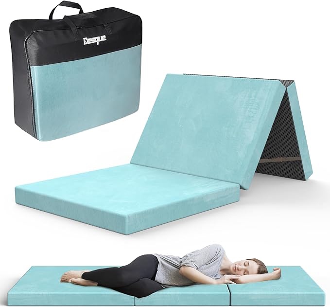 Camping Mattress Folding Bed 3 inch Tri-fold Memory Foam Mattress Topper with Washable Cover, Non-Slip Bottom Foldable Guest Bed for Car Camping, Guest, Size - 75"x 30"x 3"