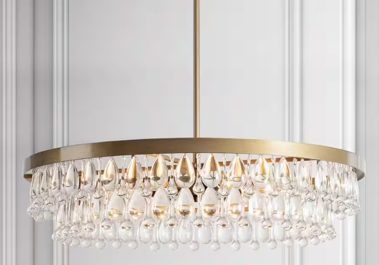 Adela 24 in. Dia Crystal 6-Light Brushed Brass Chandelier.   similar to stock photo 