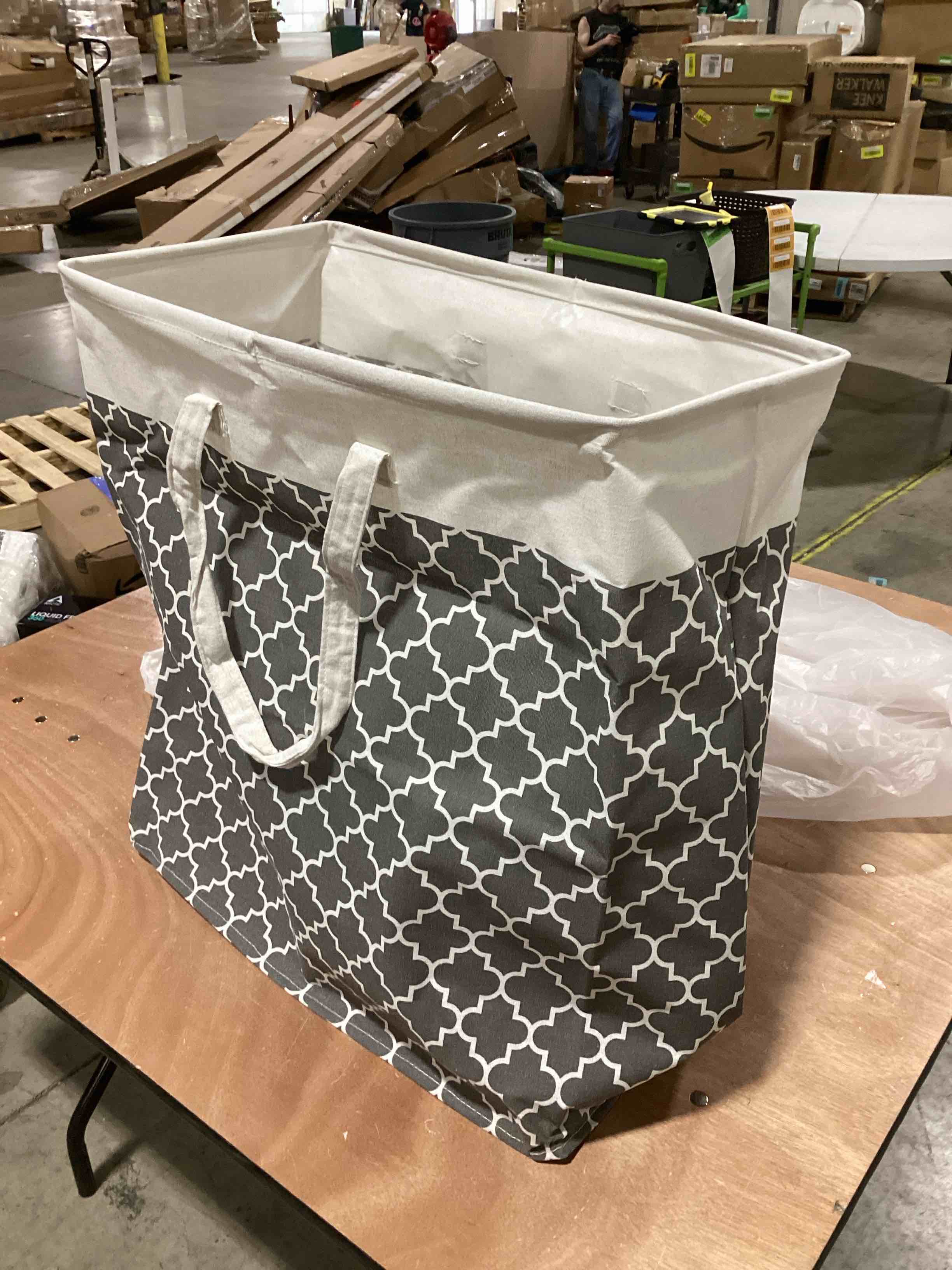 GREY AND WHITE REUSABLE LARGE STANDING BAG