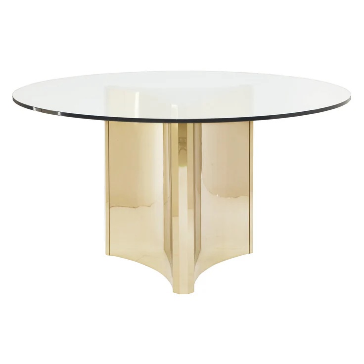 Bernhardt Interiors Abbott Round Metal Dining Table G10 Patinated Brass, Base Only