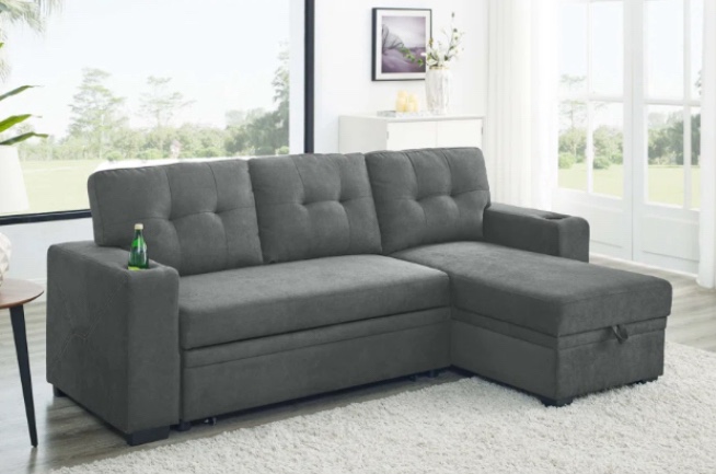 dark grey tufted sectional (incomplete box 2/3)