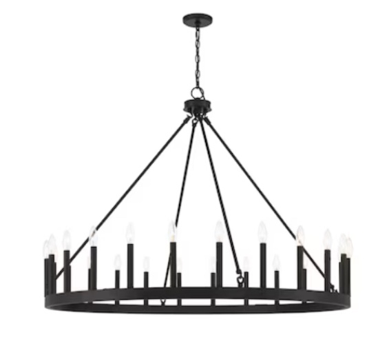 ACROMA Agen 24-Light Matteblack Farmhouse LED Dry rated Chandelier