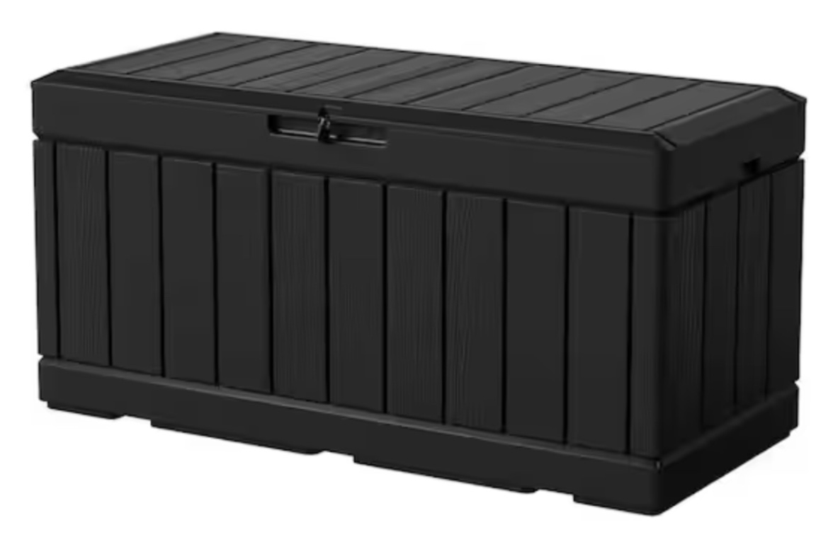 90 Gal. Wood Style Black Resin Deck Box