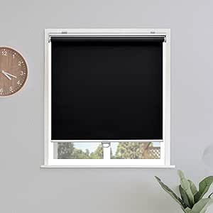 LUCKUP Blackout Cordless Roller Shades for Windows, Room Darkening Free-Stop Pull Down Rolling Blinds, Waterproof Thermal Insulated Window Shades for Home & Office, Black, 42" W x 72" L