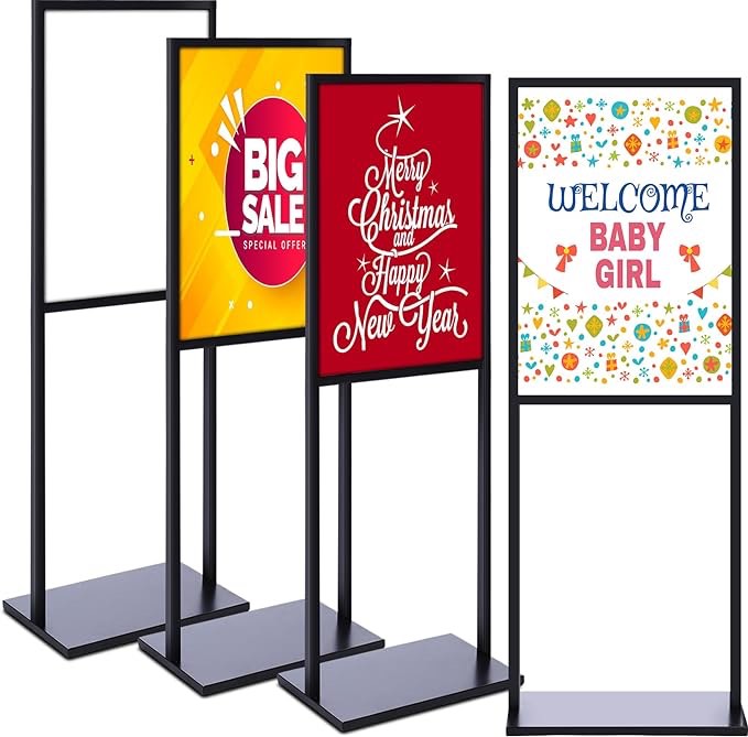 Blulu 4 Pcs Sign Stand 19.6"x 27.5" Poster Holder Heavy Duty Standing Sign Holder Stand Metal Sign Stands for Display with Non Slip Mats Outdoor Banner Stand Double Sided for Board and Foam Display