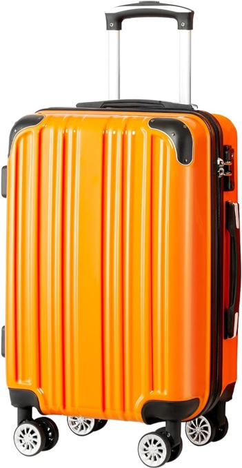 Coolife Luggage Expandable(only 28") Suitcase PC+ABS Spinner 20in 24in 28in Carry on (orange new, L(28in))
