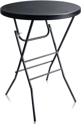 Byliable 32in Cocktail Table High Top Folding Table, Portable Bar Height Folding Table Round with Removable Legs, Indoor Outdoor Banquet Table for Parties, Commercial, Speech, School- Granite Black