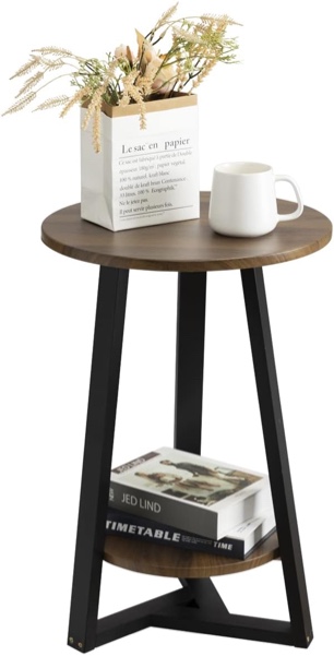 TINSAWOOD Small Side Table, Small End Table for Living Room, Bedroom, Balcony & Small Spaces, Modern Home Decor Round Small Accent Table with Storage Shelf, Easy Assembly