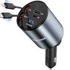 Retractable Car Charger with 100W, Car Fast Charger Double TypeC, Retractable Cables (31.5 inch) and 2 Charging Ports, Compatible with iPhone 15/14/13/12 Pro Max XR, iPad, Samsung, Pixel