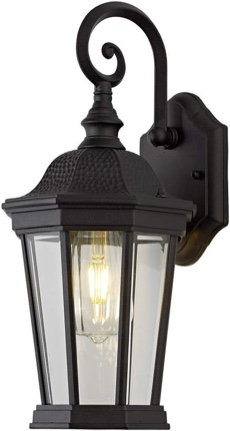 Smeike Exterior Light Fixtures, Outdoor Wall Light/Lantern, Large Outdoor Porch Light Fixtures Wall Mount in Matte Black Finish with Clear Glass, Aluminum Alloy, 60W