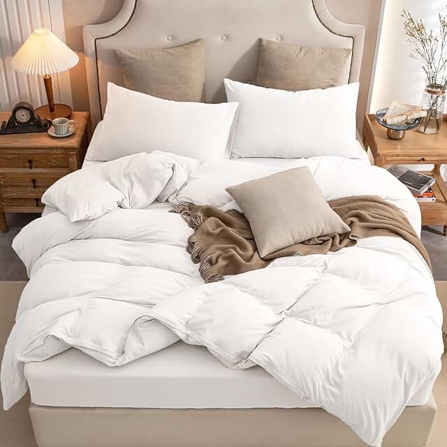 PURE ERA Jersey Knit Duvet Cover Set 100% T-Shirt Cotton Super Soft Comfy 3pc Bedding Set with Zipper Closure (Solid Petal White King)