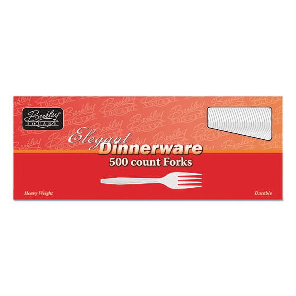 Elegant Dinnerware Heavyweight Cutlery, Polystyrene, Fork, White, 500/box | Bundle of 2