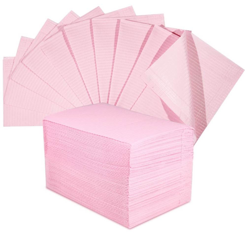 750 Pcs Disposable Dental Bibs Bulk Waterproof Tattoo Bib Sheet Waterproof Patients Bibs for Lash Tattoo Nail Art Tray Cover 13" x 18" (Apricot)