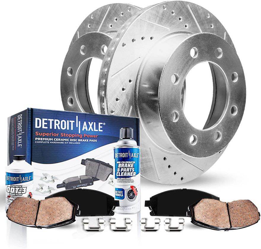6pc Front Drilled Slotted Rotors and Ceramic Brake Pads Kit