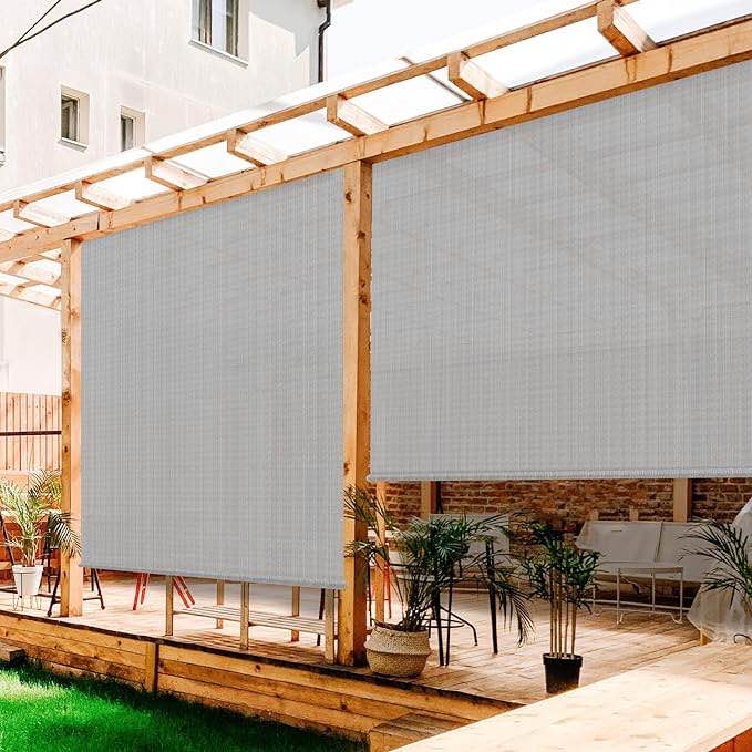 Outdoor Roller Shades Gray 7’ H 