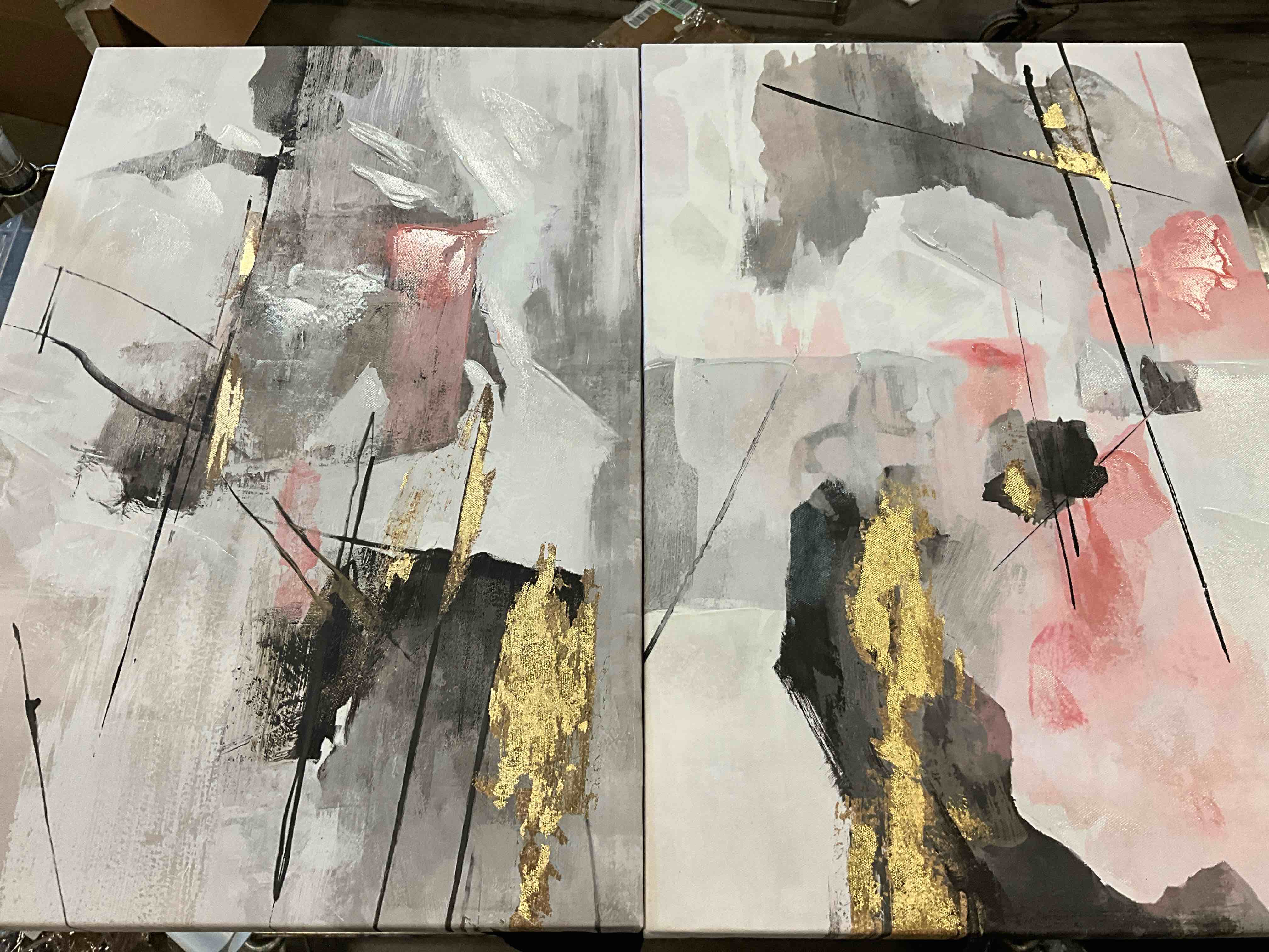 White Canvas With Pink Black And Gold 