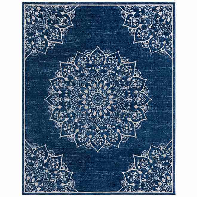 Safavieh Bahama Collection 8’ x 10’ Outdoor / Indoor Area Rug Navy/ Light Grey 