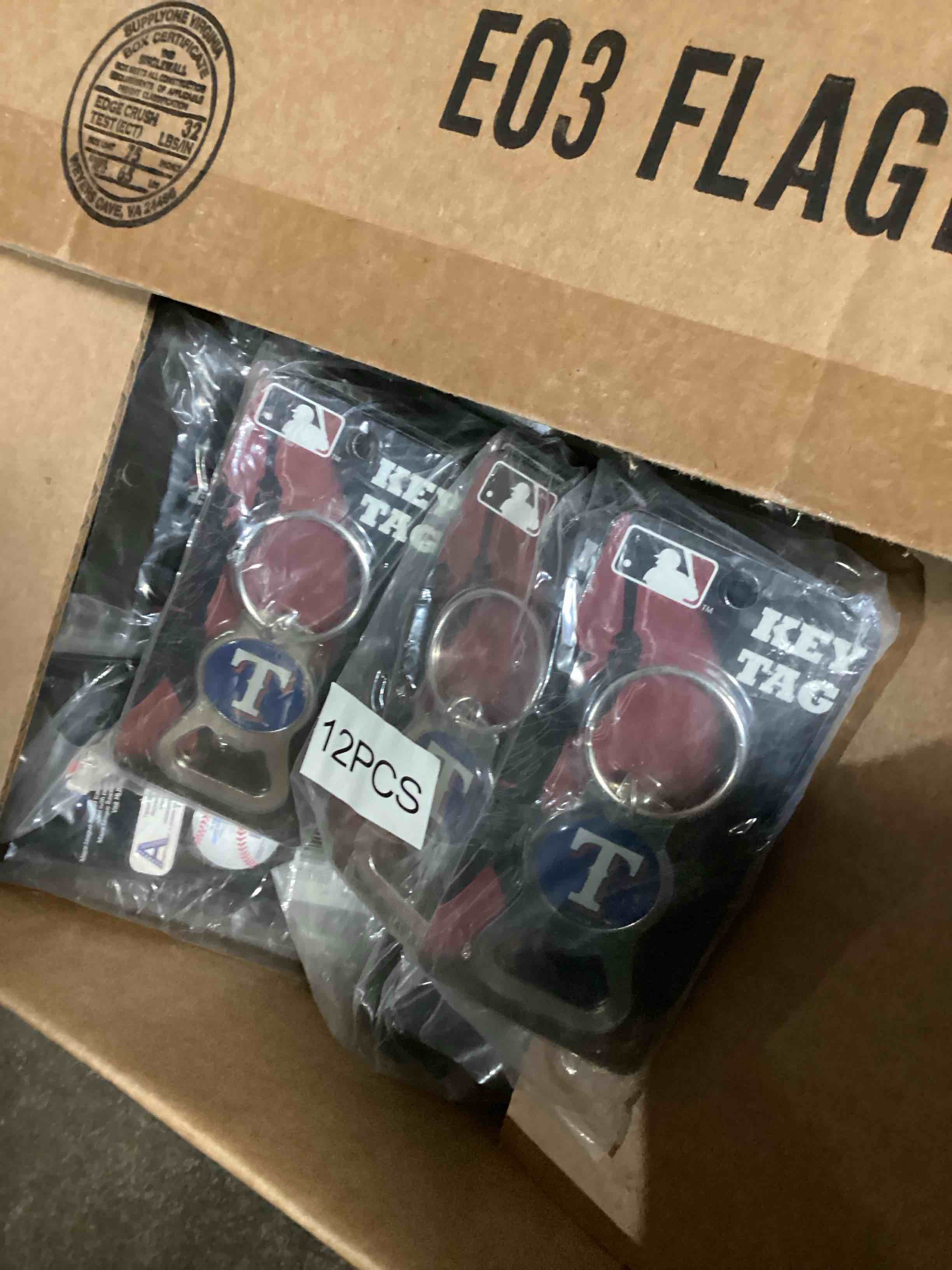 case of 240 Texas Rangers Basic Bottle Opener Keychain - No Size