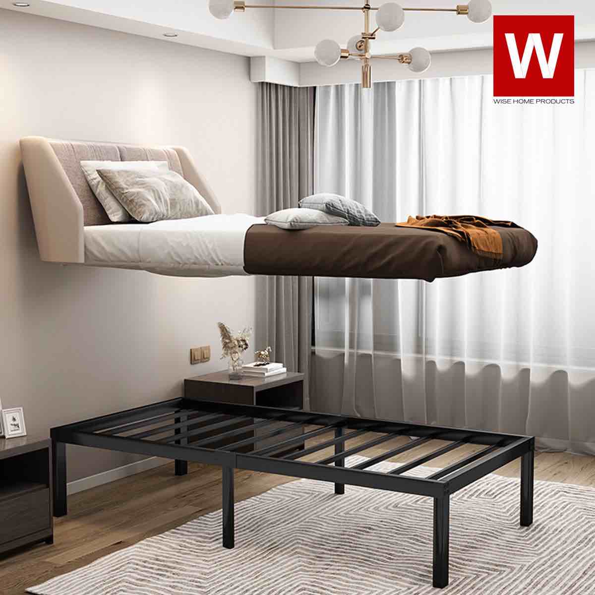 Twin Steel Platform Bed Frame With Storage Space