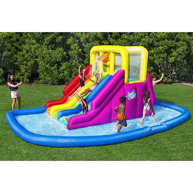 H2OGO! Triple Splash Kids Inflatable Mega Water Park, 8' x 22'
