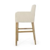 Noble House Deville Indoor Fabric Upholstered Wood 30.5 inch Barstools with Full Back