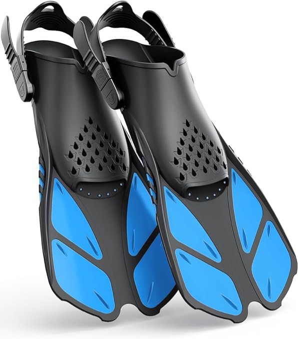 Greatever Snorkel Fins Adjustable Buckles Open Heel Swim Flippers Travel Size Short Swim Fins for Snorkeling Diving Swimming Adult Men Womens