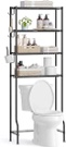 (color black)Ejoyous 3 Tier Over The Toilet Shelf, Standing Bathroom Toilet Shelf Organizer Metal Storage Rack Space Saver with Hooks, No Drill or Damage to Wall - White