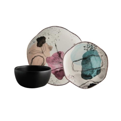 Corona Dinnerware Set 12– piece, Plates and Bowls Set, Ceramic Sets for 4, Mi...