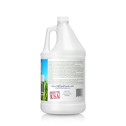 Soft Soil Liquid Soil Aerator & Lawn Treatment to fix compacted soils, Improve Drainage and with Non-Mechanical Liquid Application. 1 Gallon