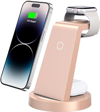 3 in 1 Charging Station for iPhone, Wireless Charger for iPhone 14 13 12 11 X Pro Max & Apple Watch - Charging Stand Dock for AirPods