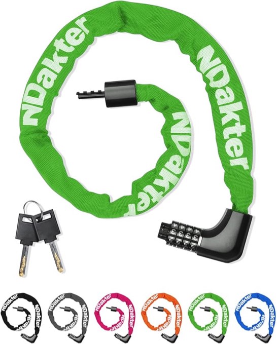 NDakter Bike Chain Lock, 5 Digit Combination Heavy Duty Anti Theft Bicycle Chain Lock, 3.2/4.27 Feet Long Security Resettable Bike Locks for Bike, Bicycle, Scooter, Motorcycle, Door, Gate, Fence
