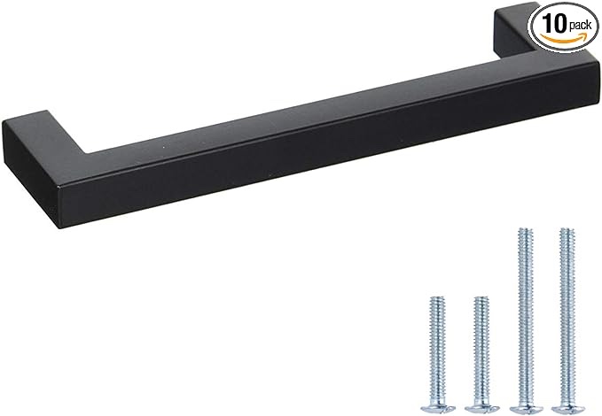 Asidrama 10 Pack 3 Inch(76mm) Matte Black Kitchen Cabinet Handles, Cabinet Pulls Kitchen Cabinet Hardware for Cupboard Drawer Handles Dresser Pulls