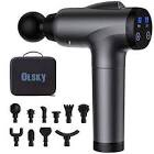 OLsky Massage Gun Deep Tissue, Handheld Electric Muscle Massager, High Intensity Percussion Massage Device for Pain Relief with 10 Attachments & 30 Speed(Black)