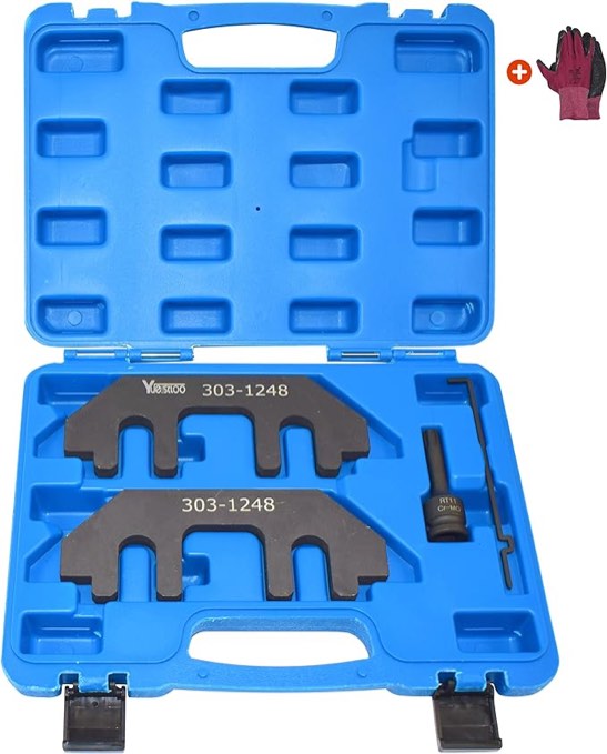 Camshaft Holding Tool Kit with Tension Tool, Timing Alignment Holder Tool for Ford 3.5L & 3.7L 4V Engines, Replace 303-1248 303-1530, with Portable Case and Gloves