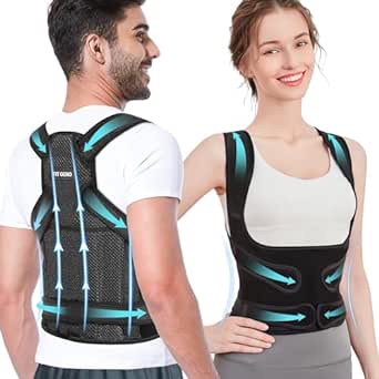 Fit Geno Back Brace Posture Corrector for Women: Shoulder Straightener Adjustable Full Back Support Upper and Lower Back Pain Relief - Scoliosis Hunchback Hump Thoracic Spine Corrector Black Small