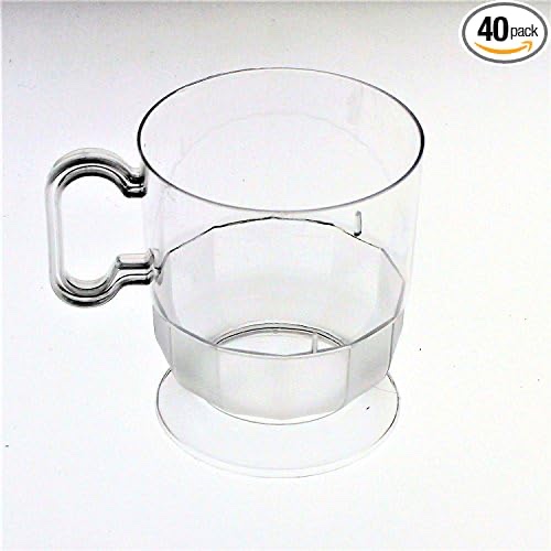 Exquisite Frosted Glass Look, Premium Plastic Coffee Cups - 8 oz Coffee Mug - Clear Tea Cup - 40 - Count