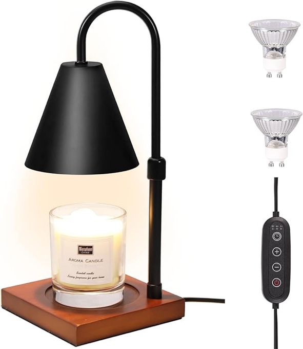 LIFETOWE Candle Warmer Lamp with Timer, Electric Candle Lamp Warmer, Height Adjustable Scented Candles, Candle Warmer with 2 * 50W Bulbs for Home Decor