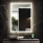 VanPokins LED Bathroom Mirror, 24x32 Inch Gradient Front and Backlit LED Mirror for Bathroom, 3 Colors Dimmable CRI>90 Double Lights, IP54 Enhanced Anti-Fog, Hanging Plates Wall Mount Lighted Mirror