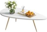 SAYGOER Modern Coffee Table Small White Coffee Tables for Small Space Unique Simple Oval Center Table with Wood Frame for Living Room 22.2" D x 42.5" W x 17.1" H