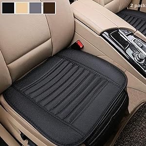 Big Ant 2 Pack Car Interior Seat Cover Cushion Pad Mat for Auto Supplies Office Chair with Breathable PU Leather (Black)